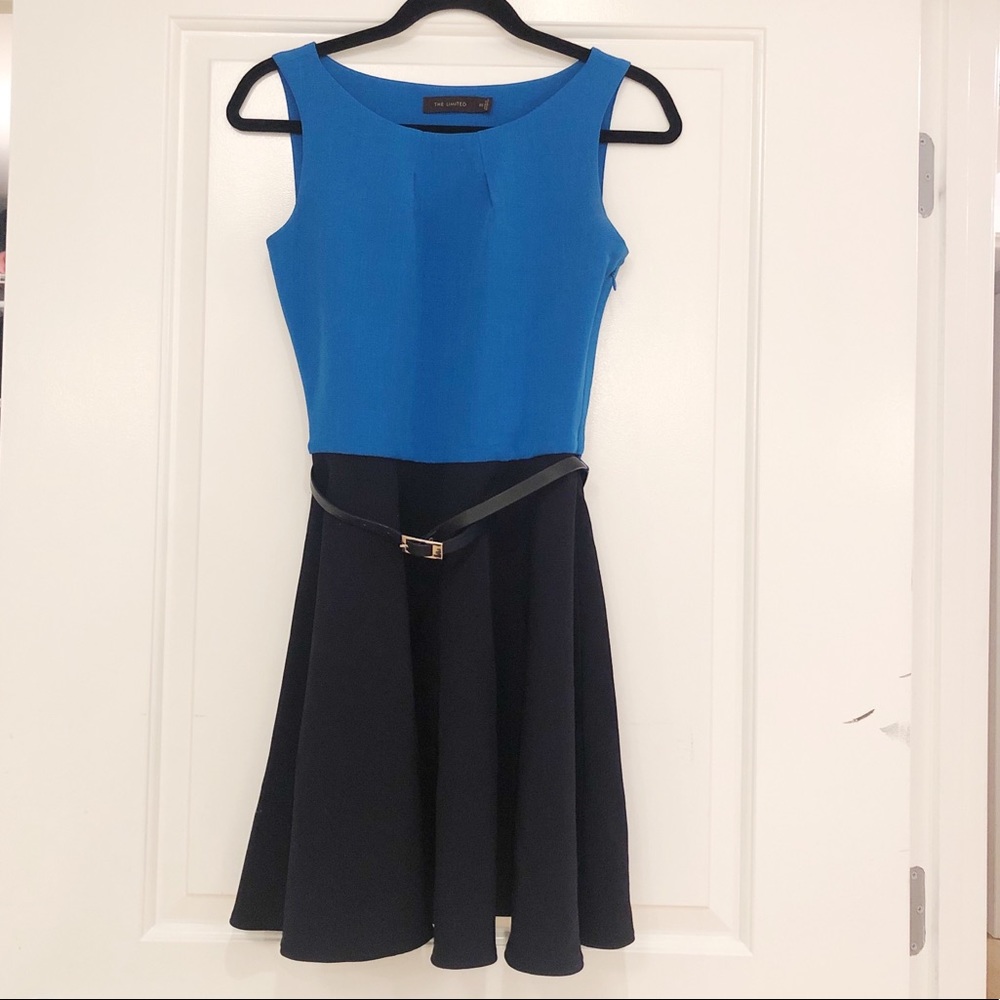 The Limited Two Toned Blue Sleeveless Skater Dress